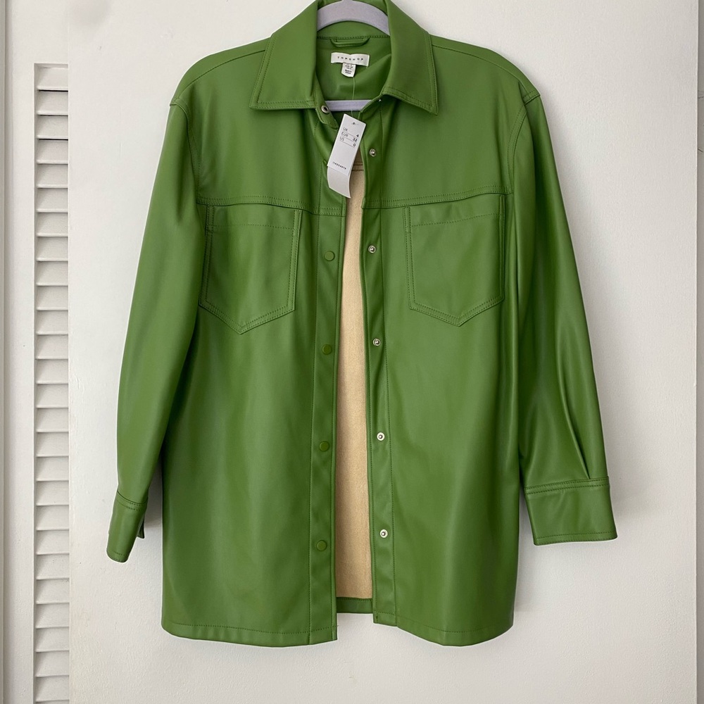 Topshop Maddie Vegan Leather Shirt Jacket - Picture 7 of 7
